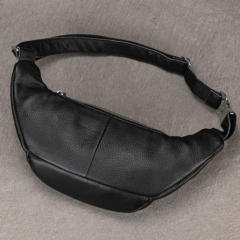 Femlion Leather Belt Bag: Men's Anti-theft Waist Pack & Chest Bag