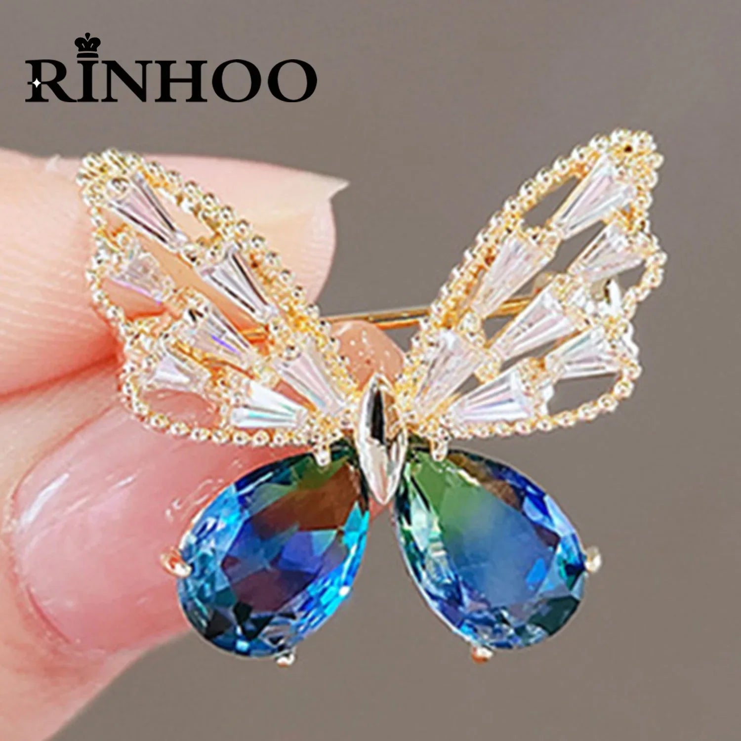 Femlion Butterfly Rhinestone Brooch - Sparkling Insect Pin for Women - Party Jewelry