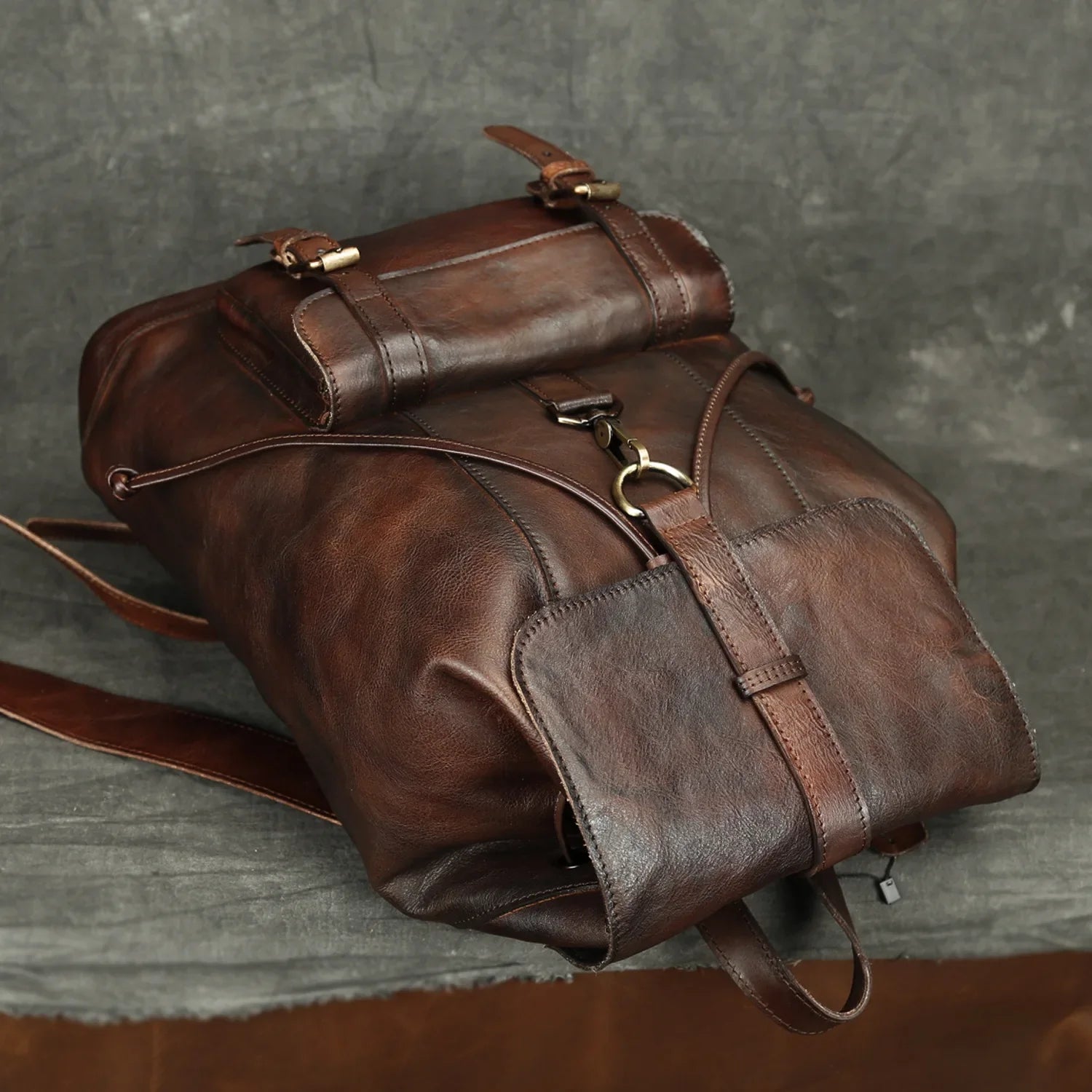 Femlion Vintage Leather Backpack | Handmade Men's Rucksack - Fashion Travel Bag