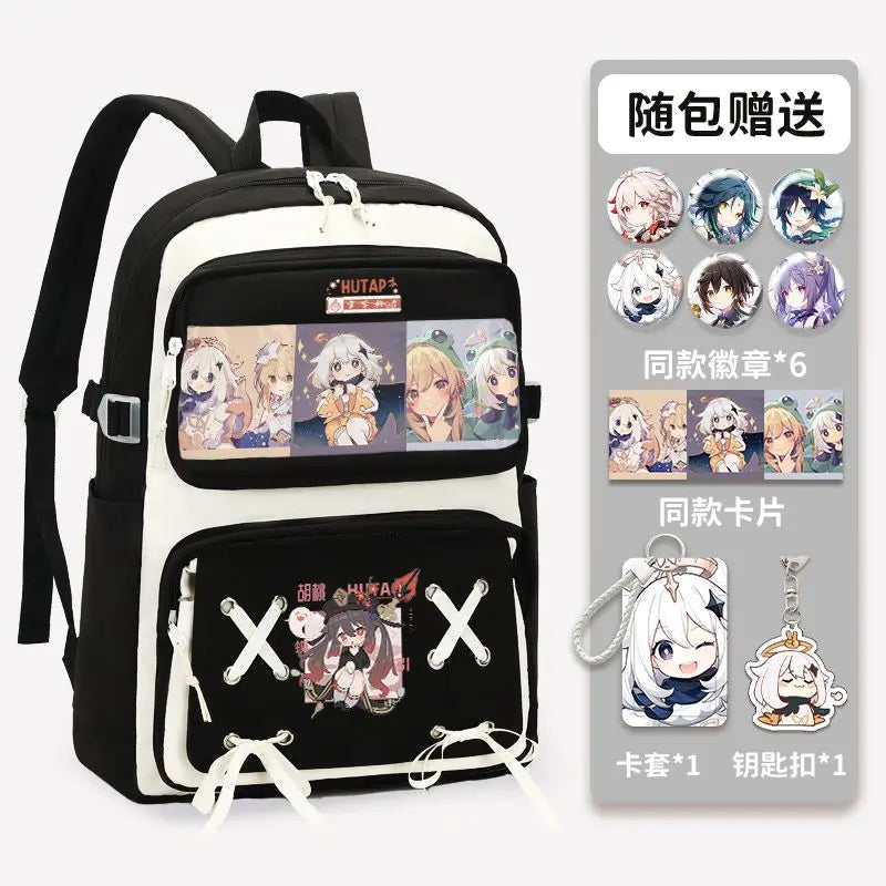 Femlion Genshin Impact Pain Badge Backpack - Transparent Anime School Bag for Boys & Girls