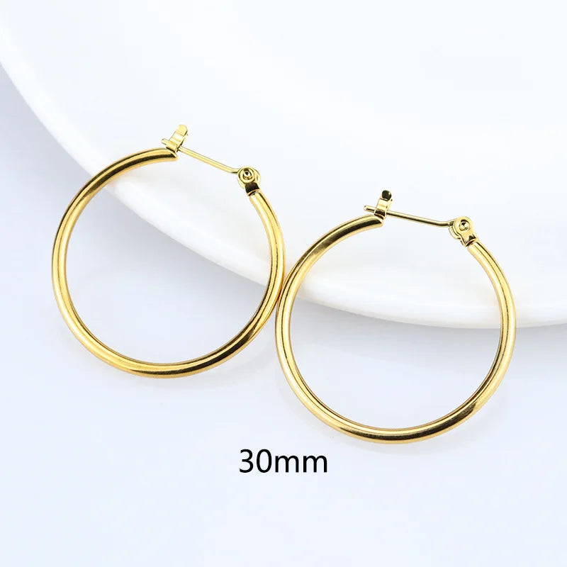 Femlion Gold Stainless Steel Circle Hoop Earrings Set - 6 Sizes Punk Rock Jewelry