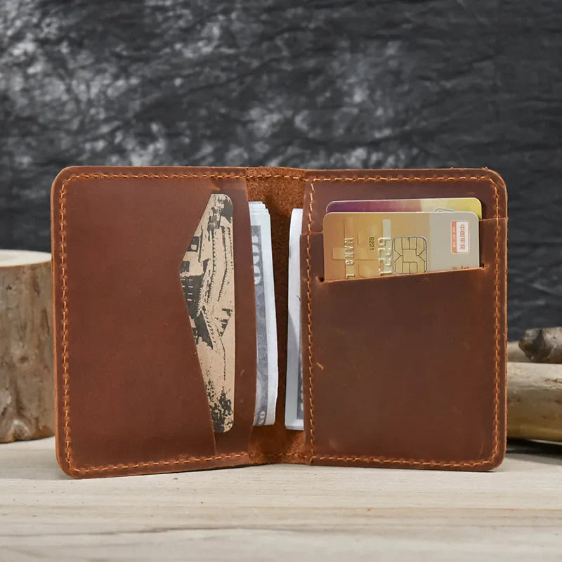 Femlion Leather Passport Wallet Card Holder Bifold Short Wallet for Men Women