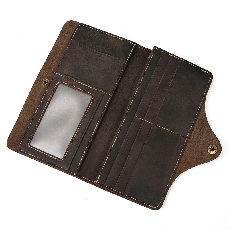 Femlion Men's Genuine Leather Wallet Short Retro Crazy Horse Credit Card Holder