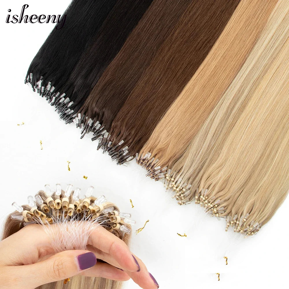 Femlion 100% Human Hair Micro Loop Extensions in Natural Blonde - 12" to 24"