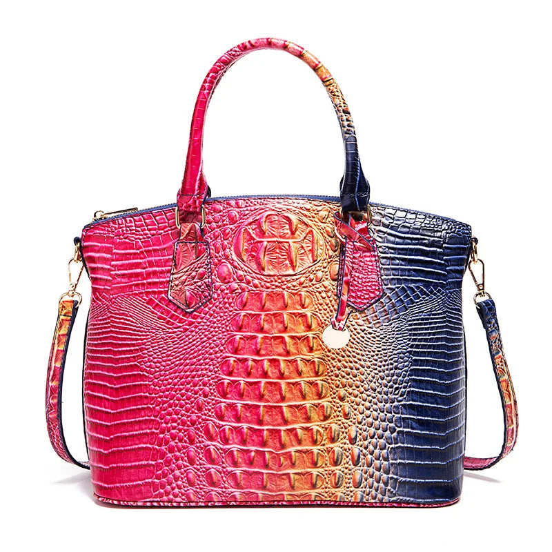 Femlion Retro Alligator Women Handbag in Colorful Crocodile Pattern