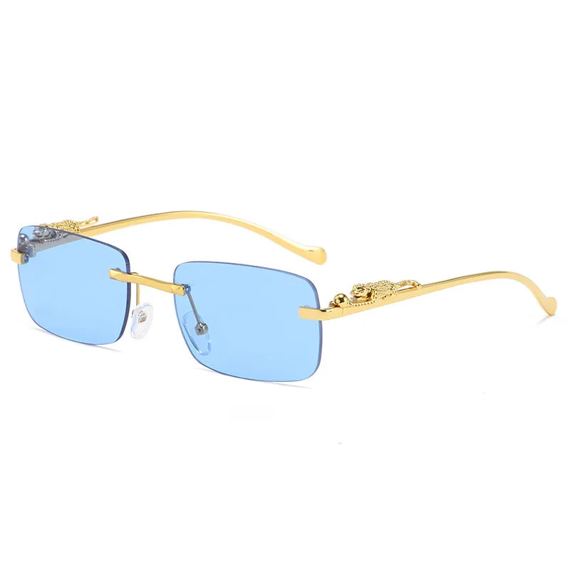 Femlion Retro Cheetah Sunglasses UV400 | Rimless Fashion Eyewear for Men and Women