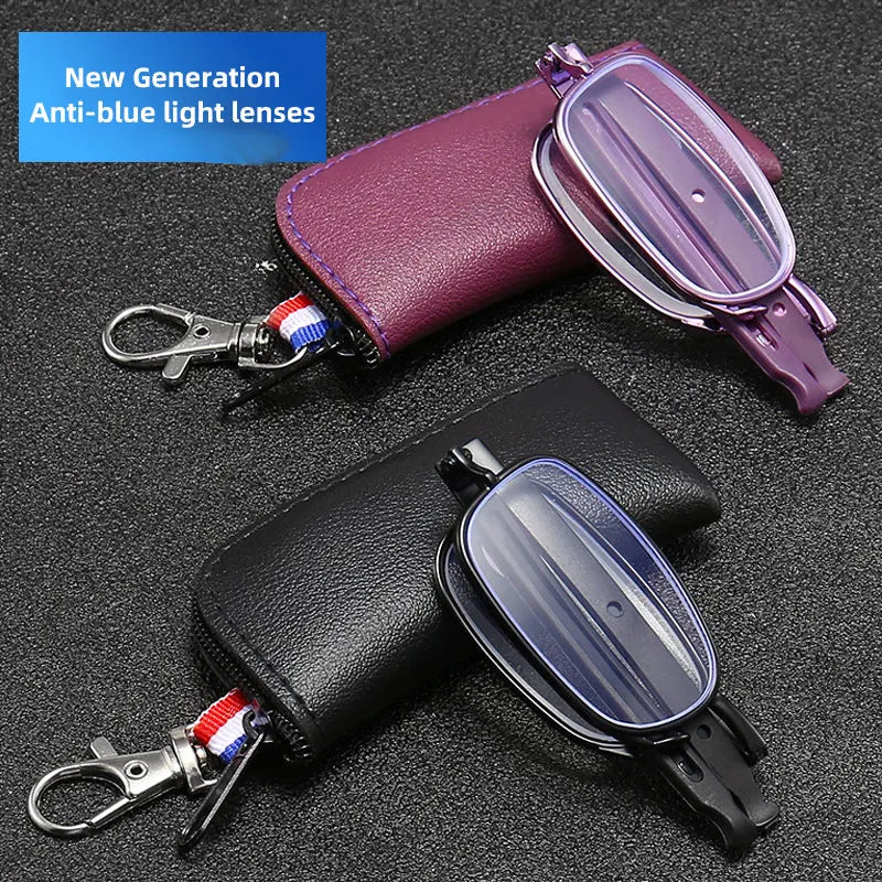 Femlion Anti Blue Light Folding Reading Glasses with Key Chain Case