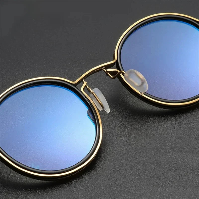 Femlion Round Frame Anti Blue Light Reading Glasses Luxe Clear Lens Metal Unisex