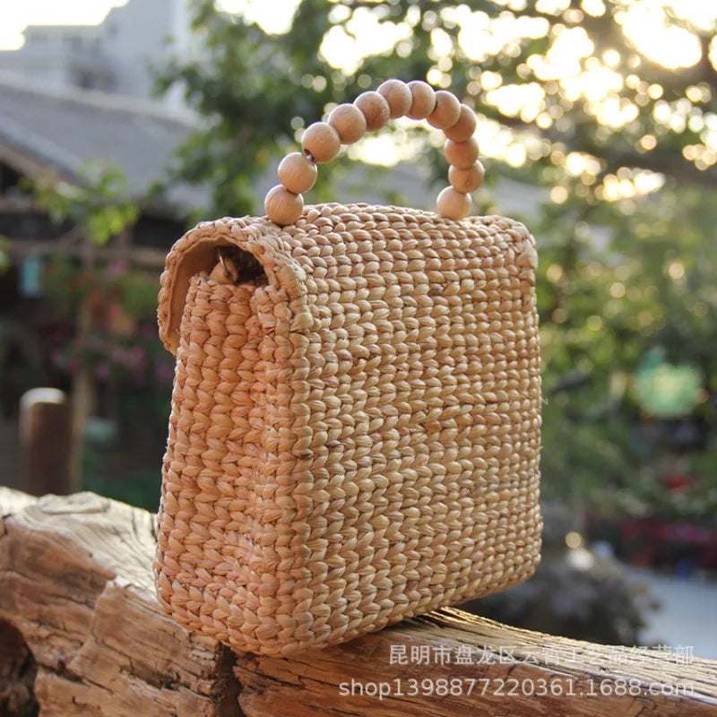 Femlion Summer Grass Weave Bag for Women: Small Fresh Shoulder & Handheld Crossbody