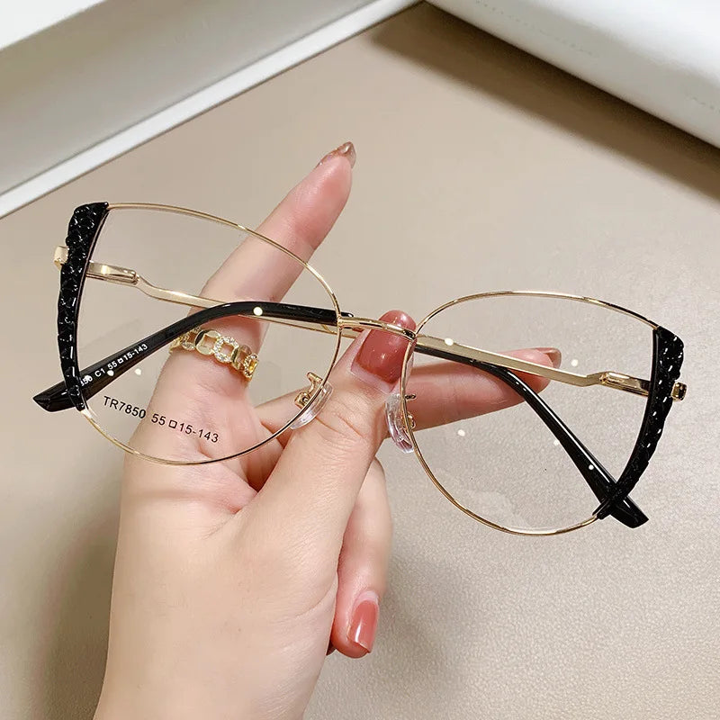 Femlion Cat Eye TR90 Metal Glasses: Elegant Women's Large Frame Eyeglasses