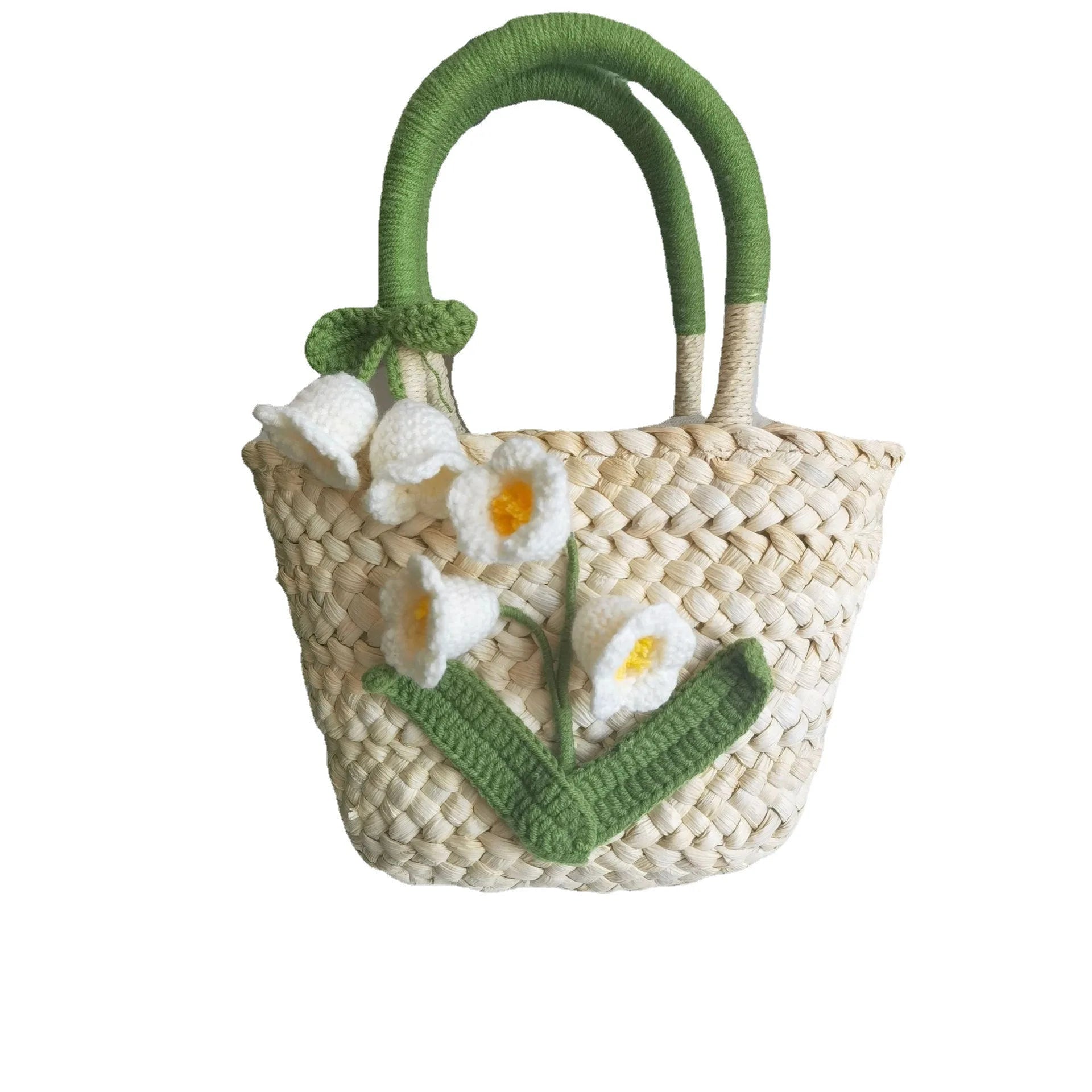 Femlion Lily Of The Valley Woven Straw Handbag for Idyllic Outings and Beach Days