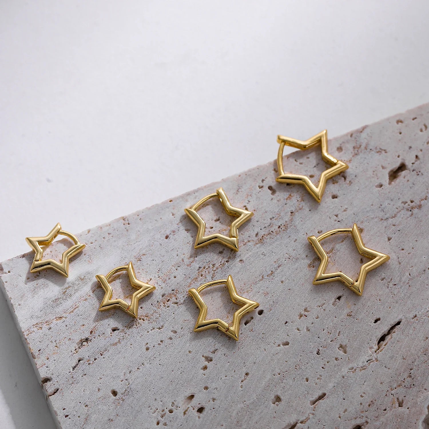 Femlion Copper Star Hoop Earrings for Women: Minimalist Fashion Statement Jewelry