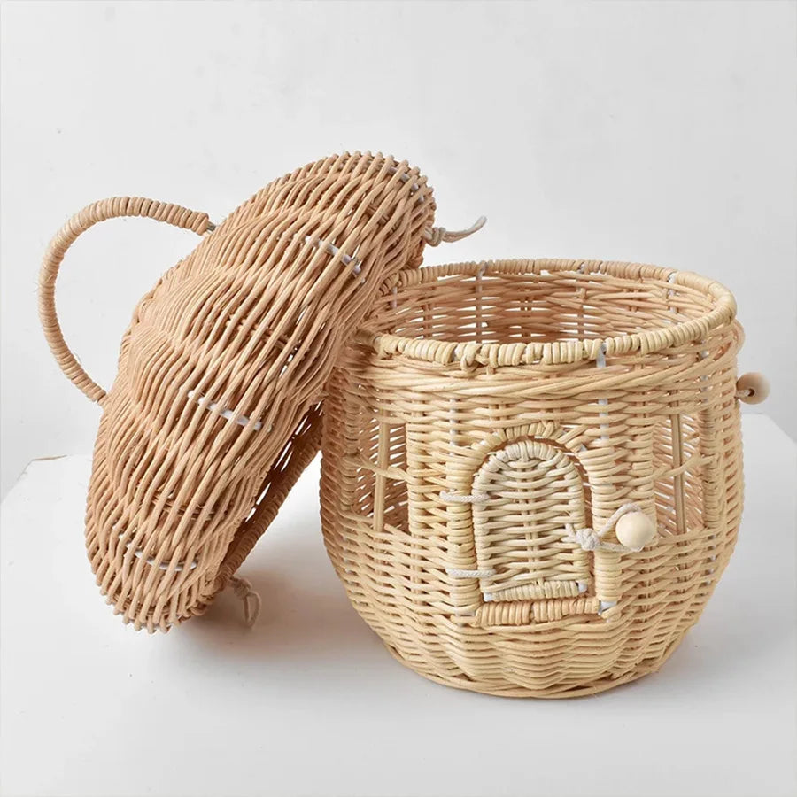 Femlion Rattan Mushroom Basket Bag | Designer Wicker Handbags | Summer Beach Straw Bag