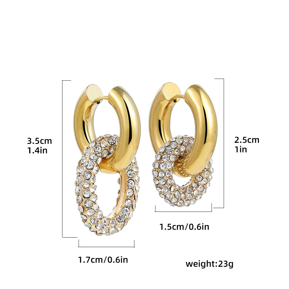 Femlion Gold CZ Stainless Steel Hoop Earrings - Fashion Jewelry