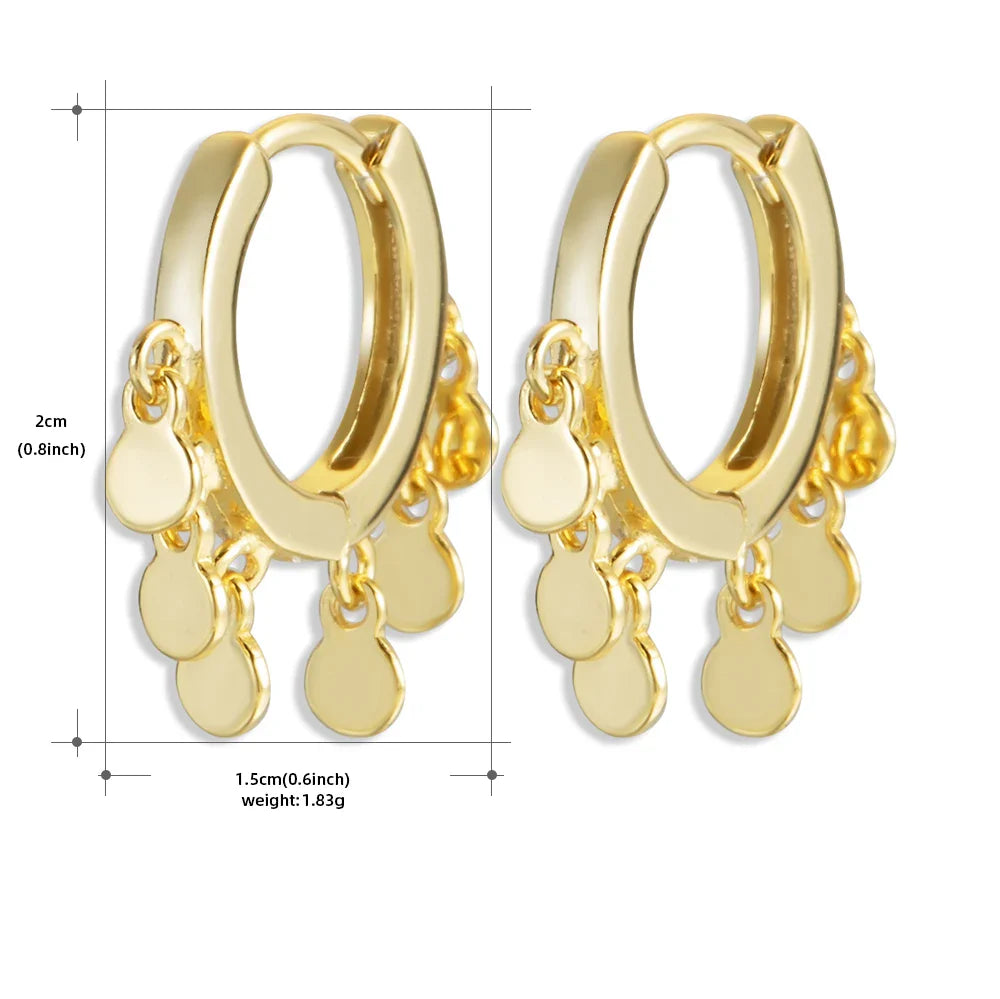 Femlion Gold Star Tassel Crystal Hoop Earrings - CZ Zircon Charm