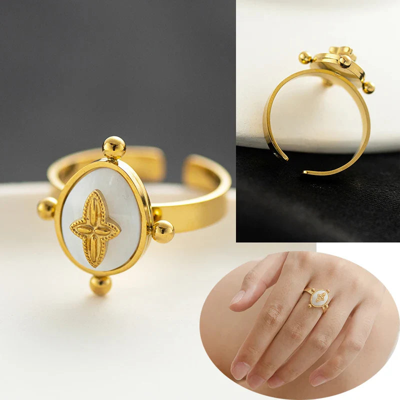 Femlion Gold Plated Stone Ring for Women - Boho Vintage Jewelry