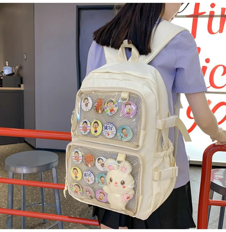 Femlion Kawaii Transparent PVC Backpack for Girls - School, Book, Travel Rucksack