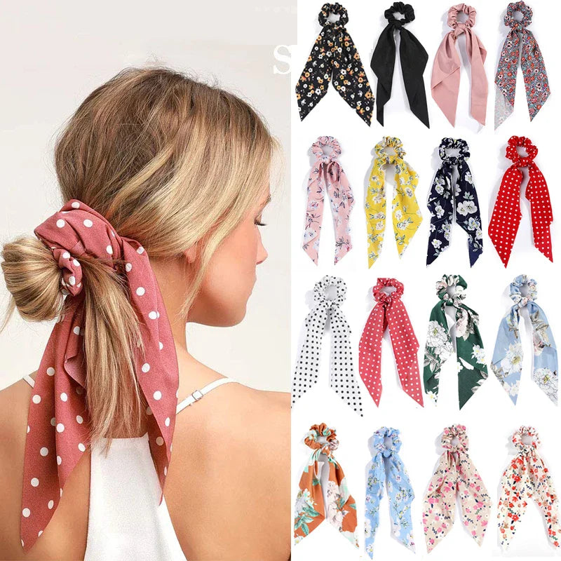 Femlion Sweet Dots Hair Scrunchies for Women Ponytail Scarf Hair Accessories