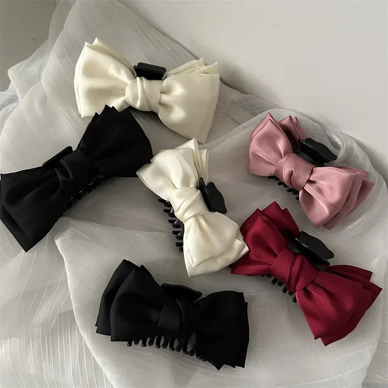 Femlion Bow Hair Claw Ribbon Two-sided Hair Clip Clamp for Girls Women