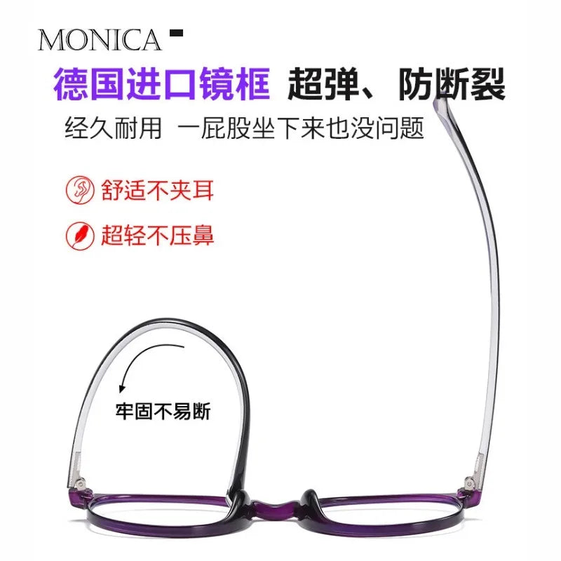 Femlion Elegant Purple Round Anti Blue Light Reading Glasses for Women