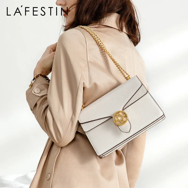 Femlion Classic Chain Leather Shoulder Messenger Bag Luxury High Quality Fashion Handbag