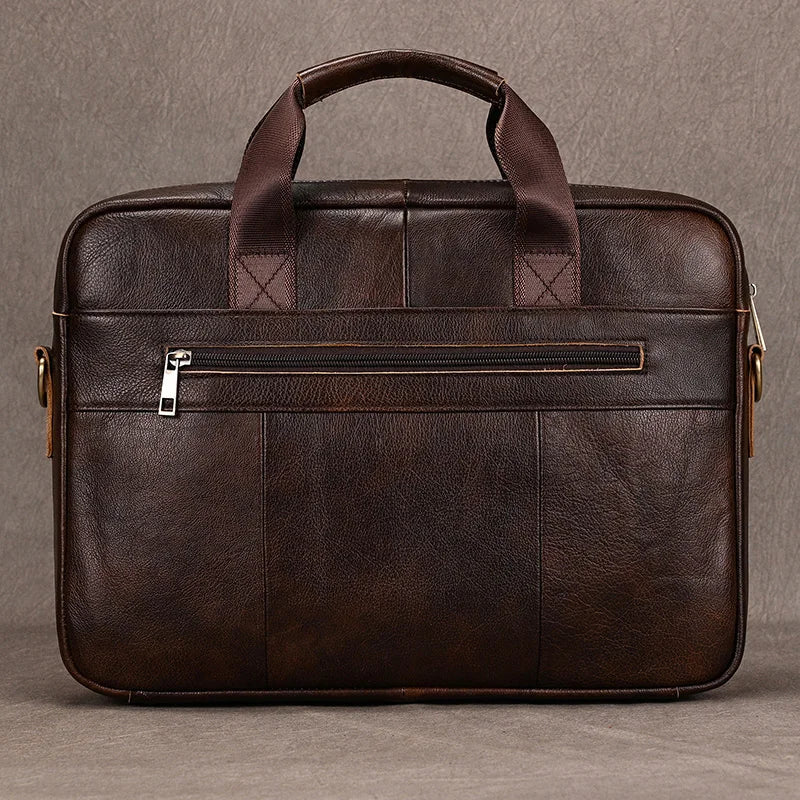 Femlion Vintage Style Leather Men's Laptop Briefcase Bag - 15.6" Business Messenger Bag