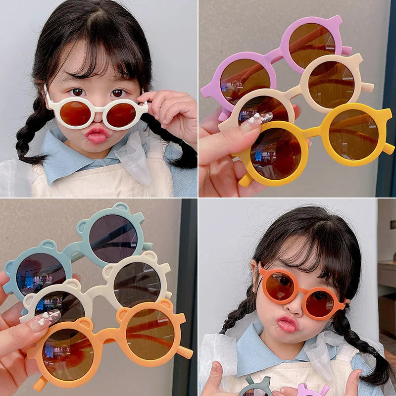 Femlion Kids Round Frame Sunglasses for 1-7 Year Olds, Sun Protection, Anti-UV400