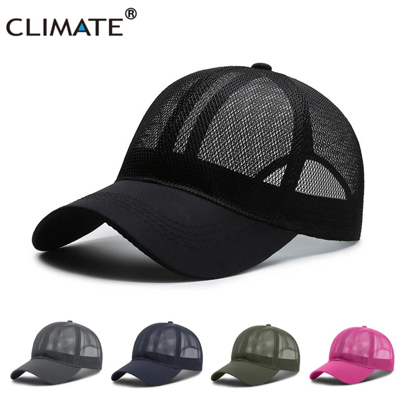 Femlion Mesh Cool Summer Trucker Cap Black Baseball Hat Top Breathable Beach Men