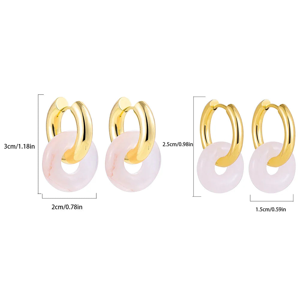 Femlion Crystal Bead Hoop Earrings - Stainless Steel Gold Plated Huggies