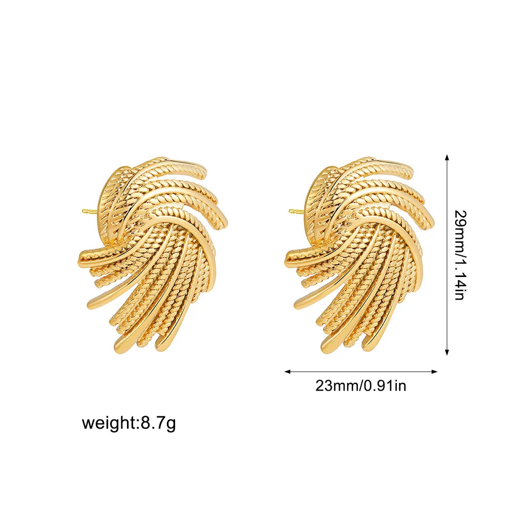 Femlion Gold Plated Braided Spiral Earrings - Geometric Fashion Jewelry