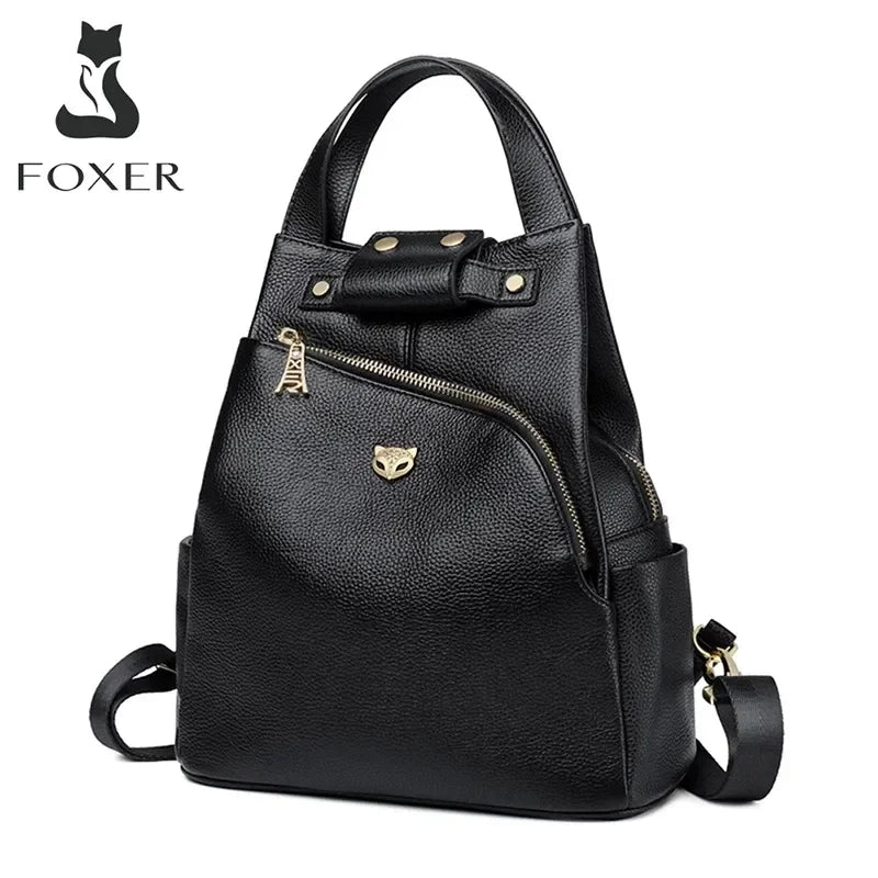 Femlion Genuine Leather Ladies Backpack: Preppy Style, School Bags, Fashion Travel Shoulder Bag