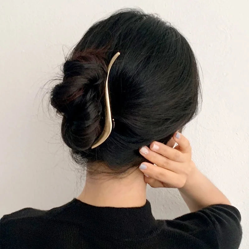 Femlion Gold S-shaped Hair Claw Hairpin Hair Clip Ponytail Hair Accessories Women Girls