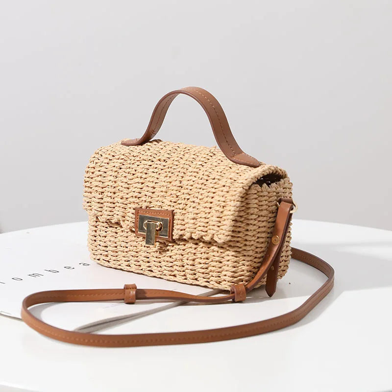 Femlion Straw Woven Messenger Bag for chic style on-the-go