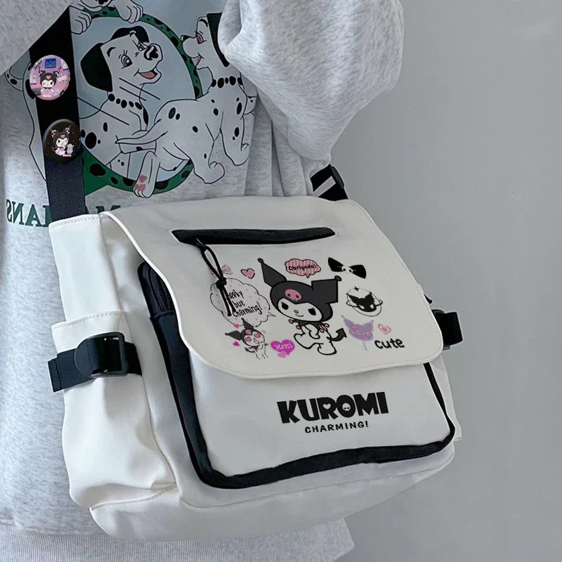 Femlion Kuromi Badges Shoulder Bag Schoolbag Crossbody for Students