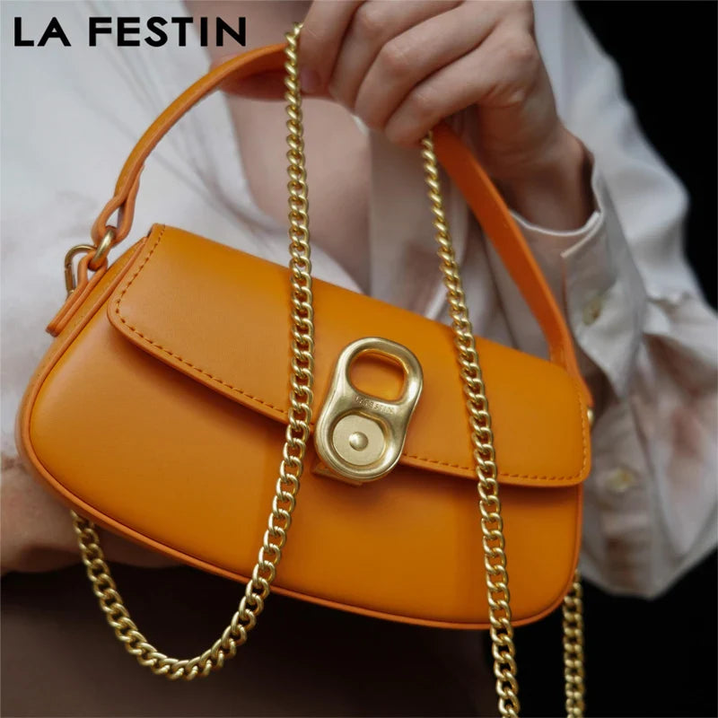 Femlion Chain Bag: Small Handbag Crossbody Saddle Bag, Fashion Shoulder Messenger