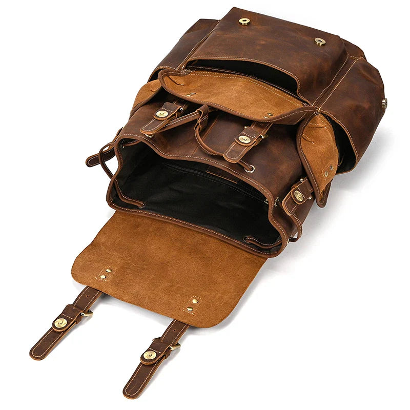 Men's Vintage Leather Backpack: Femlion Top Grade Fashion Bag Pack