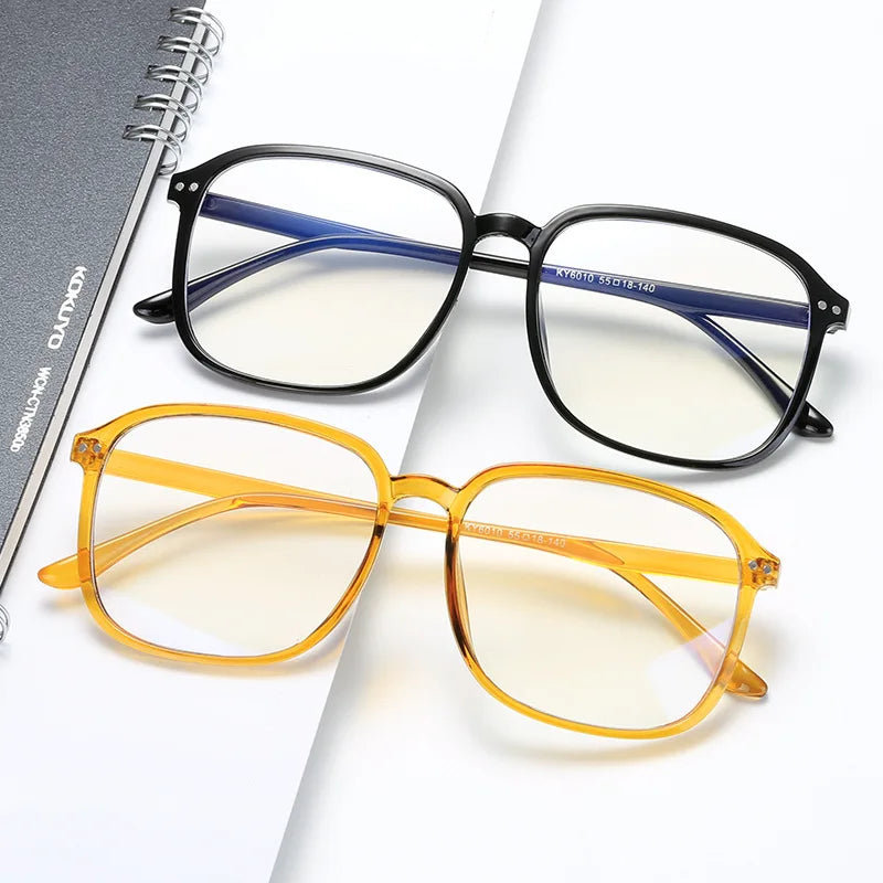 Femlion Blue Light Blocking Myopia Glasses -1.0 to -6.0, Large Square Frame Eyewear