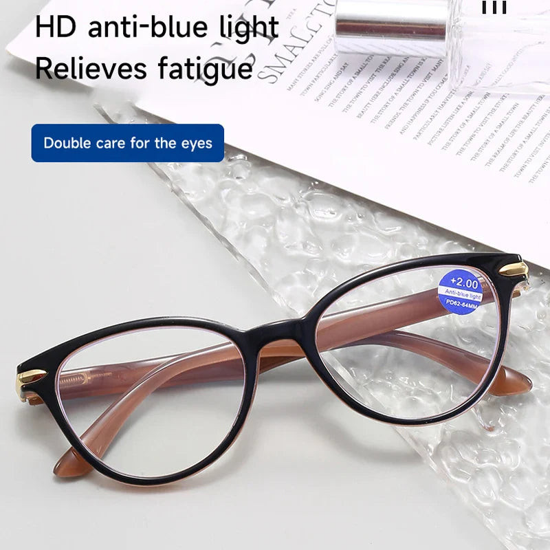 Femlion Cat Eye Anti-blue Light Reading Glasses +1.0-+4.0 Diopter High-definition Unisex