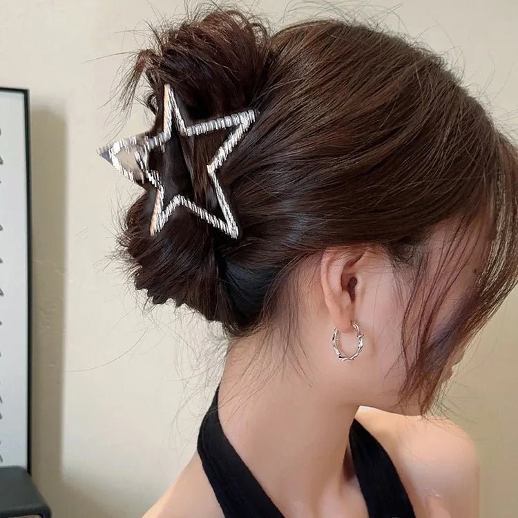 Femlion Metal Star Hair Claw Clips: Korean Style Hair Accessories