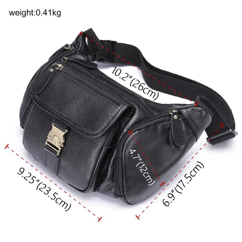 Femlion Luxury Leather Men's Waist Bag with Dual Use Crossbody Design