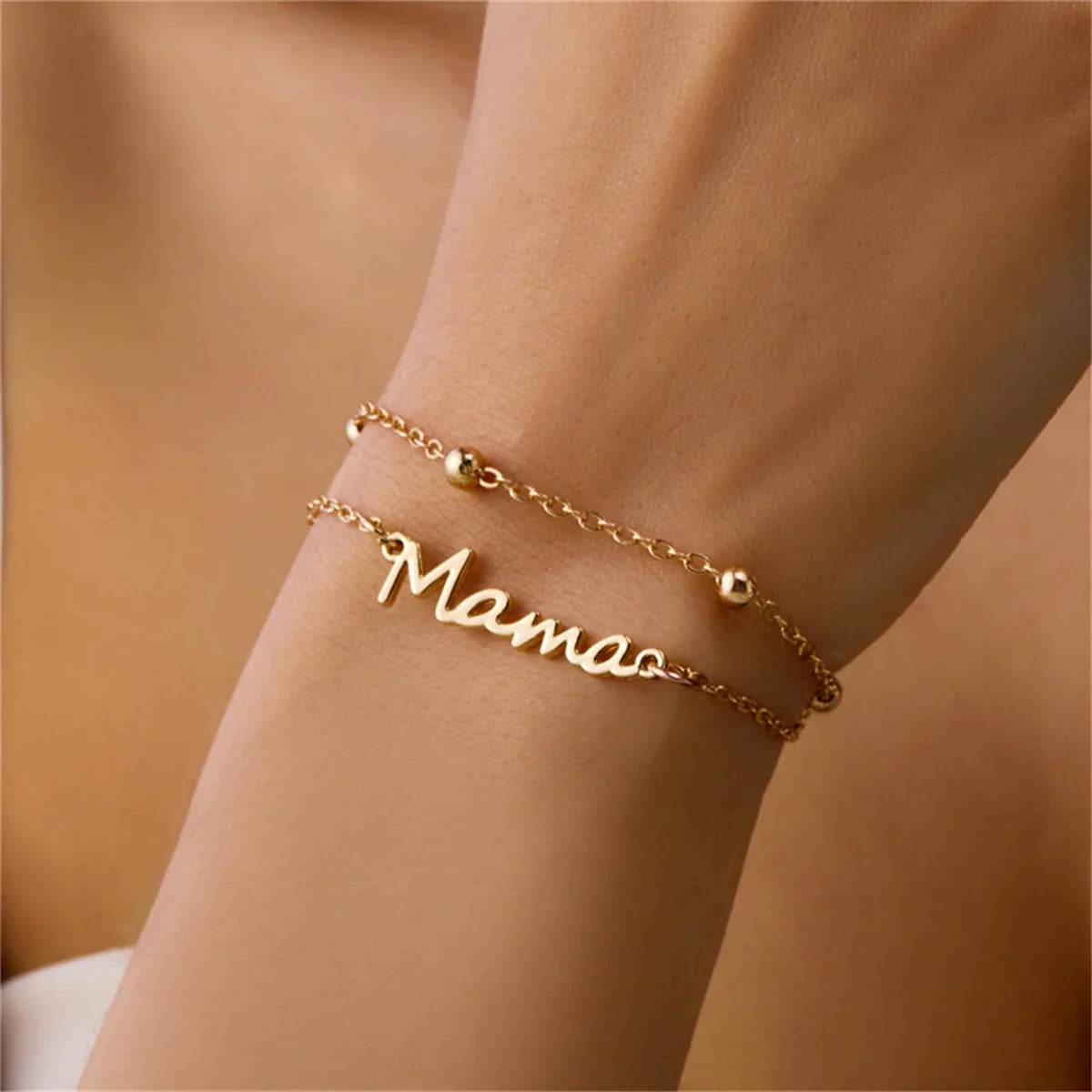 Femlion Double Layer Mama Charms Bracelet - Mother's Day Gift Jewelry