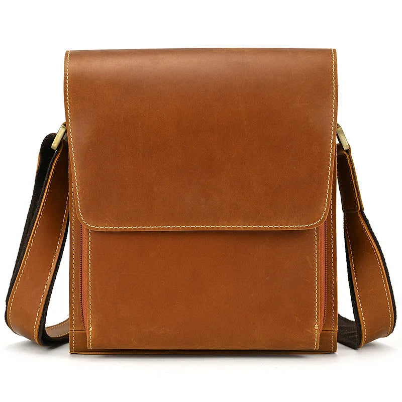 Femlion Classic Leather Shoulder Messenger Bag for Men