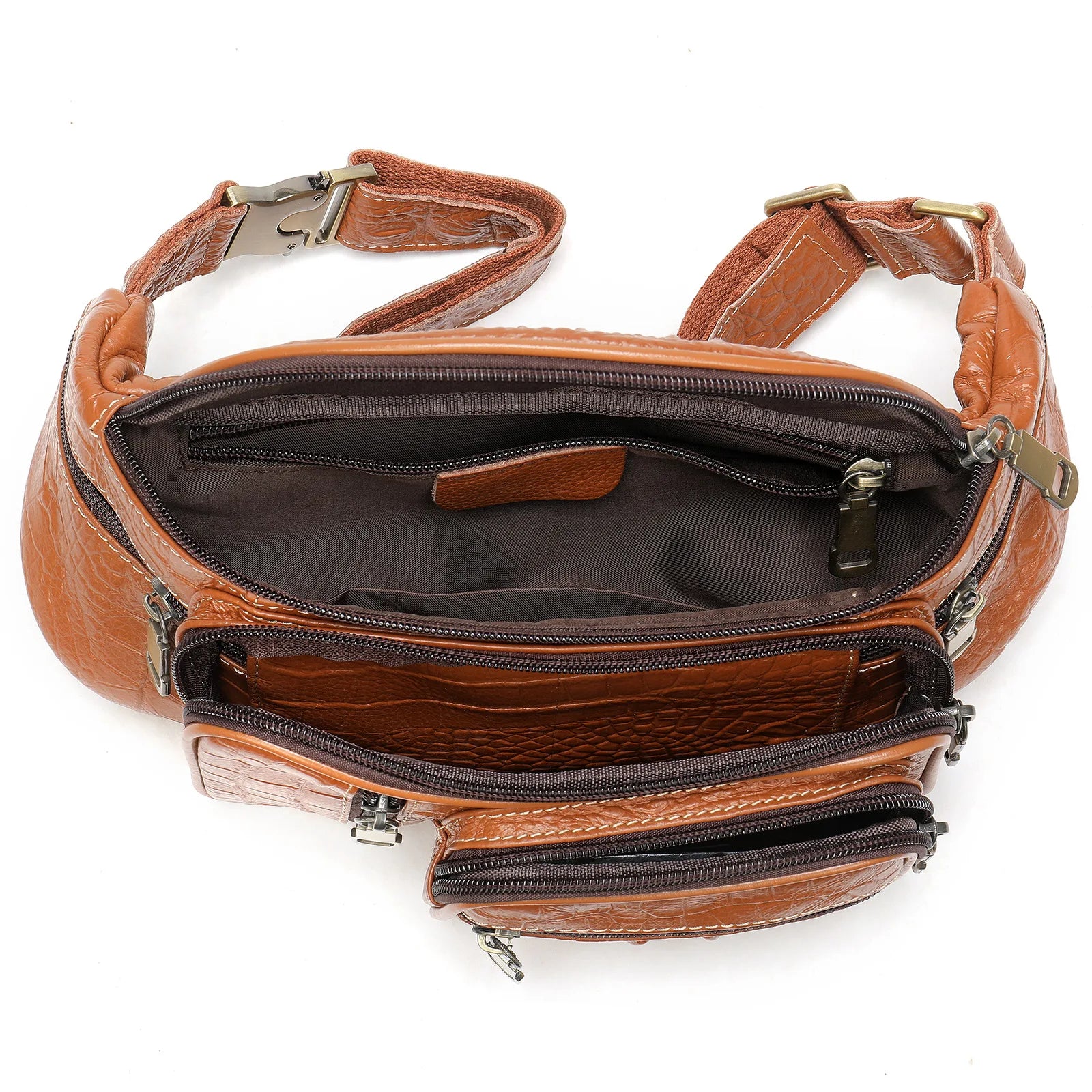 Femlion Leather Hip Belt Crossbody Bag for Men