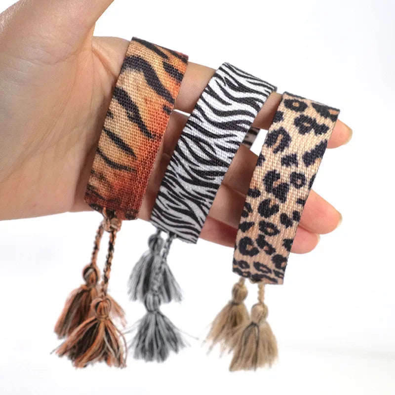 Femlion Stylish Animal Print Elastic Webbing Bracelets for Women