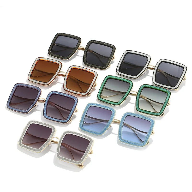 Femlion Diamond Square Sunglasses: Luxury Brand Crystal Sun Glasses for UV Protection