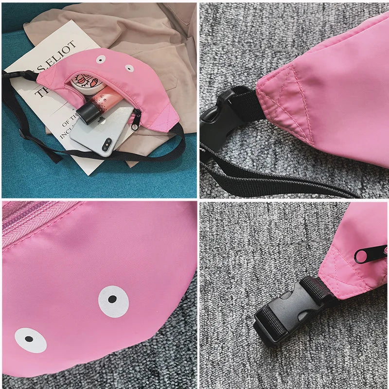 Femlion Pink Nylon Anime Waist Bag for Girls and Women