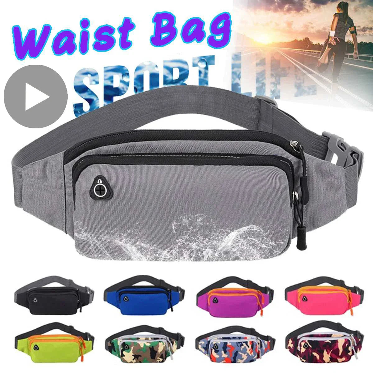 Femlion Nylon Waist Bag Waterproof Fanny Pack for Men and Women