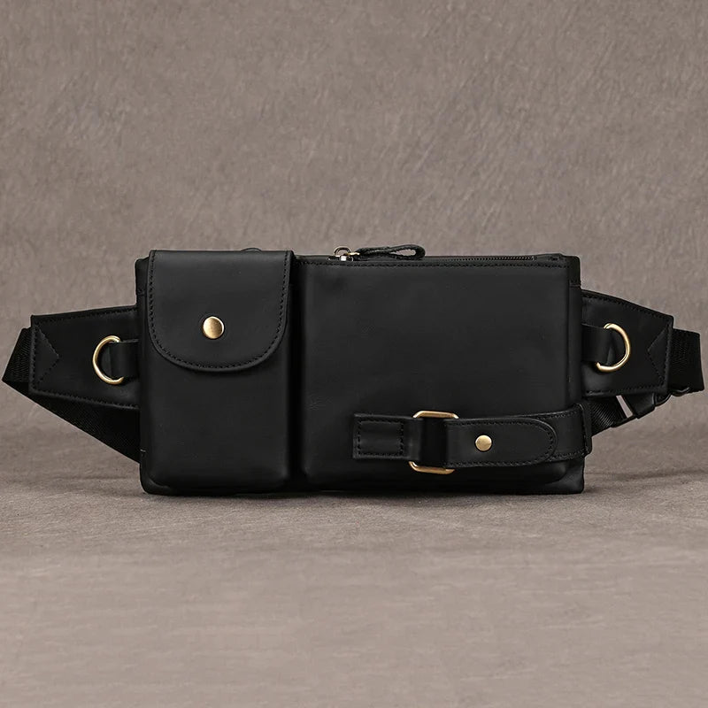 Femlion Leather Waist Bag for Men