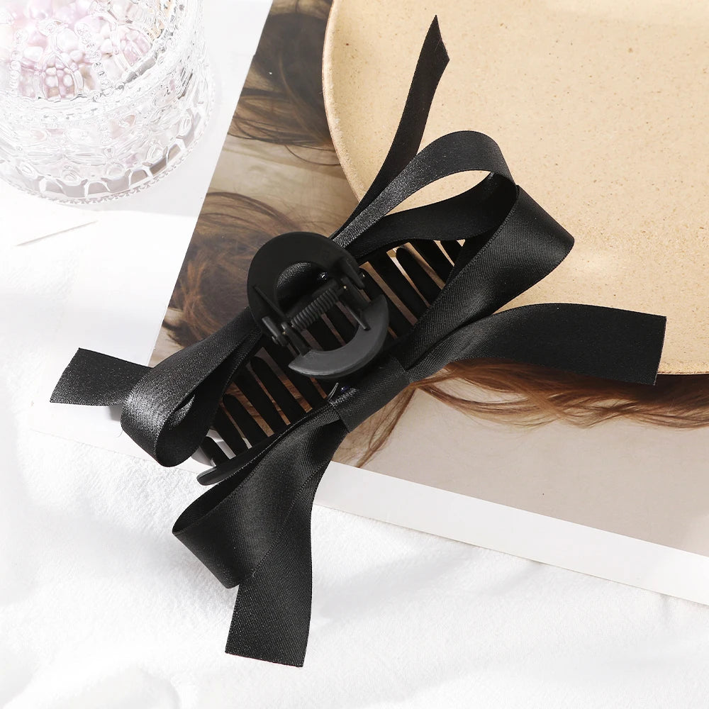 Femlion Satin Bow Hair Claw Hairpins for Elegant Women Hair Accessories