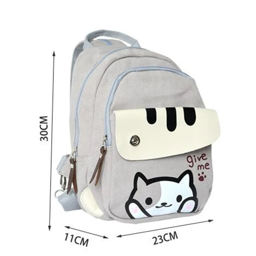 Femlion Neko Atsume Cat Backpack: Anime Canvas Shoulder Bag for School & Travel